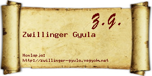 Zwillinger Gyula névjegykártya